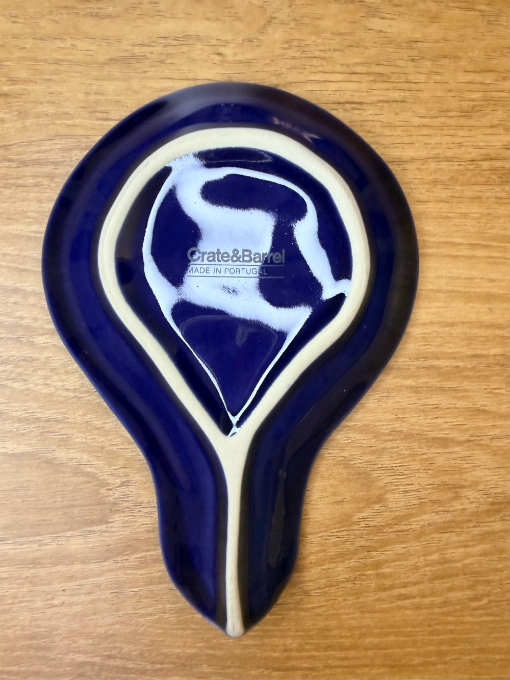 Crate & Barrel Navy Blue Ceramic Spoon Rest Holder Classic Clean Design - Picture 7 of 9